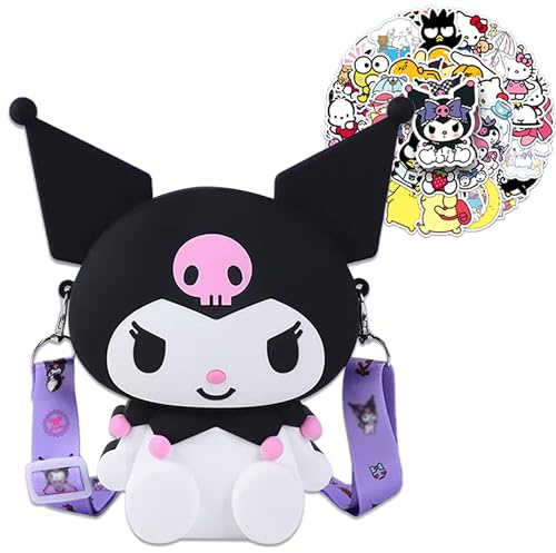 Roffatide Cartoon noir riz Sling sac kawaii sac à bandoulière anime Cinnamon portefeuille Lolita JK mignon cadeau d'anniversaire pour les filles accessoires noirs