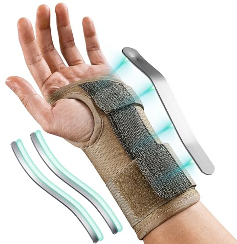 Fitomo Wear Resistant Kevlar Wrist Support with Removable Aluminium Stays for Men Women, Carpal Tunnel Wrist Splint for Arthritis, Tendonitis, Repetitive Strain, Adjustable Wrist Brace for Work Sleep