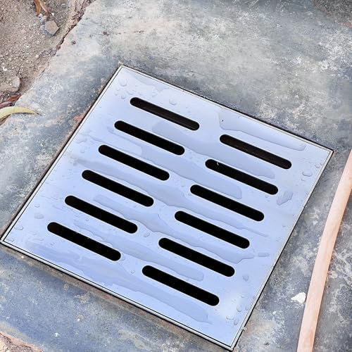 XBDLYQBD Entwässerungsrinne Drainagegrabenabdeckung Aus Edelstahl, Quadratisches Abflussgitter Für Auffangbecken Mit Rahmen/Brunnenabdeckungen Für Dekorative Zwecke Im Hof