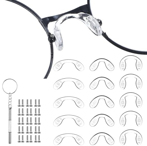 Nogeqi Lot de 15 plaquettes de nez en forme de U - Coussinets de nez souples - En silicone - En forme de U - À visser - Pour lunettes de soleil - 3 tailles