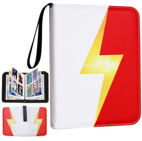 Fweel Trading Card Binder 4-Pocket Album Holds 400 Cards | 50-Page Capacity | Game & Sports Card Organizer with Zipper Closure | Portable Storage for Collectibles | Red & White