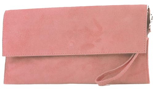 modamoda de T151 Sac à bandoulière en daim pour femme Fait main en Italie, saumon, s