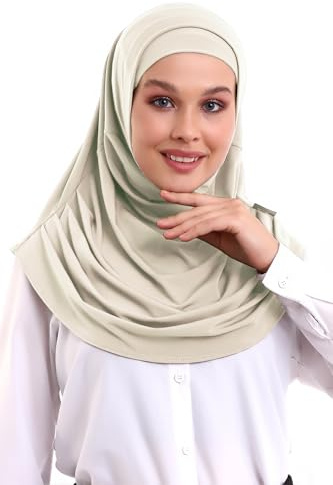 ihvan online, Muslimische Hijab für Frauen, Bereit zu Tragen, Weich, Leicht und Bequemes Kopftuch Damen, Nackenbandana Lange Schals