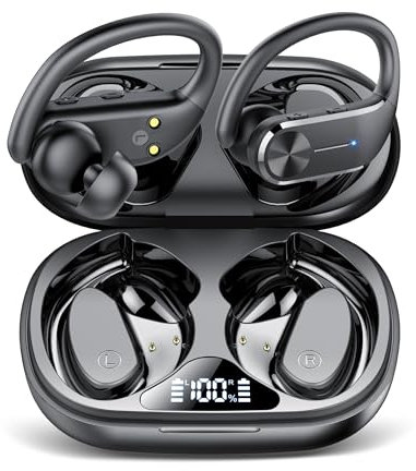 Lekaby Auriculares Bluetooth deportivos, 2025, auriculares inalámbricos Bluetooth 5.3 con micrófono de cancelación de ruido ENC, IP8 impermeables, 68 horas de tiempo de reproducción, auriculares con
