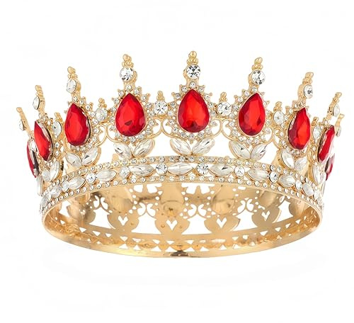 [Geschenkbox verpackt] Vintage Rund Braut Haarschmuck Diadem Krone Hochzeit Deko Damen Crown Strassstein Tiara Königin Krone Geburtstag Tortenaufleger Mädchen Prinzessin Krone Erwachsene