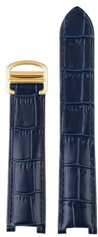 MAMA'S PEARL Leder-Uhrenarmband für Cartier für Pasha-Serie, spezielles konkaves Uhrenarmband für Herren und Damen, Schwarz / Braun, 21 x 15 m, 20 x 12 mm, 18 x 10 mm, Blaugold, 18 mm - 10 mm