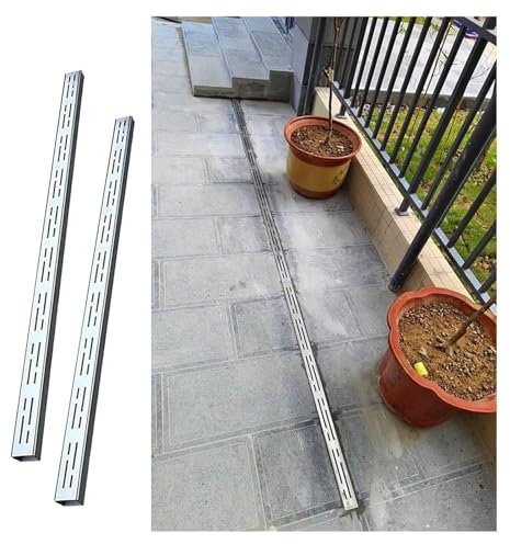 Canaleta de Desagüe Kit De 2 Rejillas De Drenaje Lineales De Acero Inoxidable Para Alcantarillado, Canal De Drenaje Para Entrada De Vehículos De Jardín Y Exterior, Canaleta Desague De Agua De Lluvia P