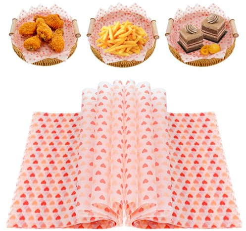 50PCS Wax Paper Sheets, Food Wrapping Paper, Food Basket Liners, Greaseproof Waterproof Dry Waxed Deli Wraps Papers for Kitchen/Restaurant/Picnic, Non-Stick Liners Tissue for Bread/Burger/Sandwich