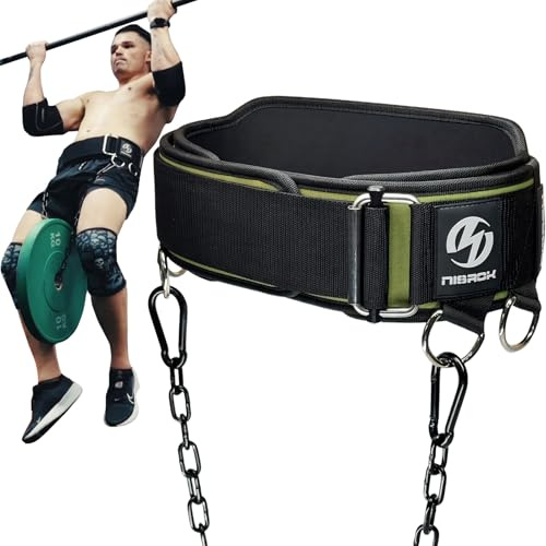 2-in-1 Weightlifting Belt & Dip Belt with 41 IN Steel Chain, Double-Layer Design, Powerlifting Gym Belt for Pull Up, Squat, Deadlifts & Added Weight Training, Unisex for Men & Women