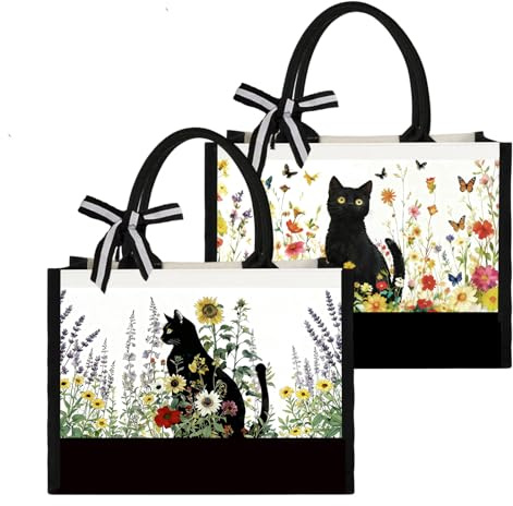 Yoljun Handtasche Damen, Katzenmuster Tragetasche, Praktische Einkaufstasche, Große Kosmetiktasche Katzengeschenk, Geburtstagsgeschenke für Frauen, Katzenliebhaber zu Einkäufen, Büroalltag
