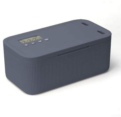 Säker tidsinställd låsbox, kompakt kombination låsbar förvaringslåda för telefoner som mellanmål med smart digital timer upp till 30 dagar för bättre vanor (grå och blå tidning)