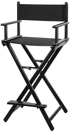 GDGYOFN 30'' Aluminum Tall Directors Chair, Portable Makeup Chair for Makeup Artist, Makeup Chair Teachers Chair Only 10.15LB, Black