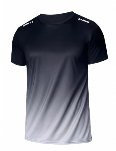 PINSPARK Herren Laufshirt Kurzarm UPF50+ mit Reflektoren Schwarz XL