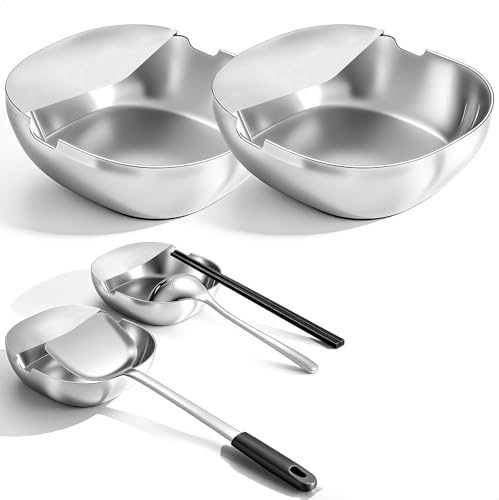 Reposa Cucharas Cocina, 2 Piezas Apoya Cucharas Cocina, Soporte de Acero Inoxidable para Reposacucharas, Posacucharas para Espátulas, Tenedores, Pinzas y Palillos, Organizador Utensilios Mesa
