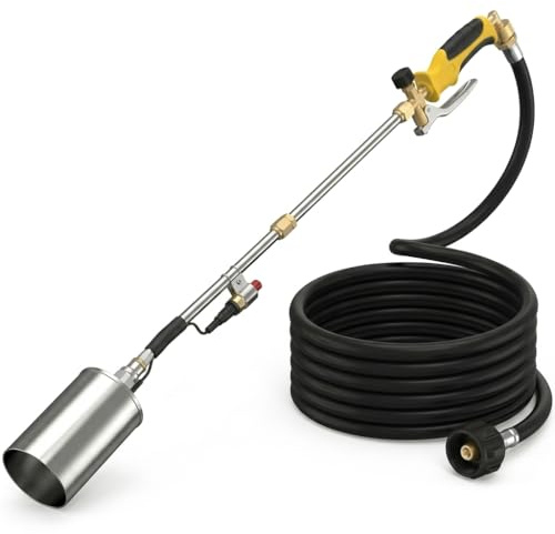 Propane Torch Weed Burner Kit,Weed Torch,High Heat Output with Storage Bag,10FT Hose Heavy Duty Blow Torch Flamethrower with Self Igniter and Turbo Trigger for Weeding,Roofing,BBQ,Outdoor