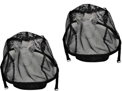 TOVINANNA Rete per Parrucca Donna in Garza Nera Elastica e Confortevole, 2 Pezzi Comodi per Costumi di Halloween e Bar di Danza