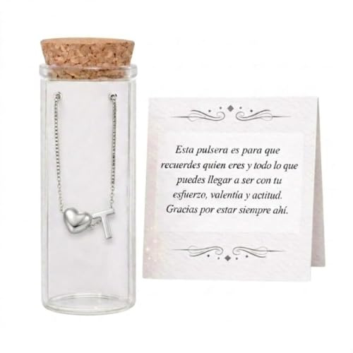 Collar plata de ley 925 mujer con iniciales A-Z y corazón - Collar mujer acero inoxidable elegante y sofisticado - Colgante corazon ajustable - Regalos personalizados mujer - Regalo amigas especiales.