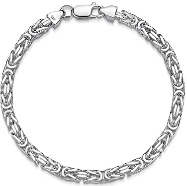 SILBERKETTEN STORE DEIN SCHMUCK ONLINE SHOP Massives Königsketten Armband 4,5mm vierkant |echt 925 Silber | nickelfrei