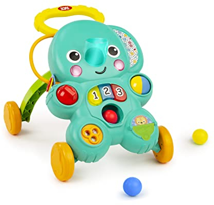 Bright Starts, Stroll 'n Roll 2 - in - 1 Ballspielwagen - Elefant mit Lichtern und Musik, Unisex, 6 Monate und Mehr