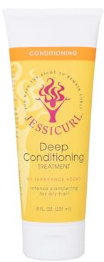 Jessicurl, Deep Conditioning Treatment, Sin fragancia añadida, 8 Fl oz. Acondicionador profundo para cabello seco y dañado, mascarilla capilar antiencrespamiento y acondicionador sin enjuague
