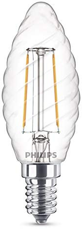 Philips LEDFILST3525 Lampadina LED Classic Tortiglione, Vetro, 2W Equivalenti a 25W, E14, Trasparente