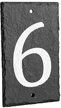 Nicola Spring Panneau Maison en Ardoise - 9 x 14,5 cm - Numèro 6