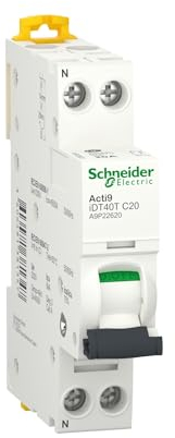 Schneider Electric - Acti9 iDT40T - disjoncteur modulaire - 1P+N - 20A - courbe C - 4500A/6kA - A9P22620