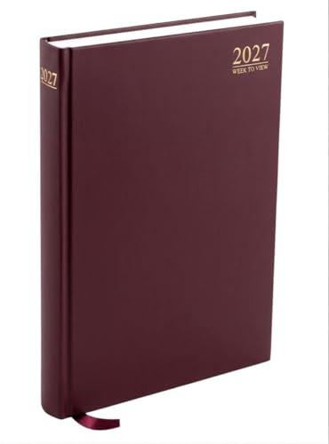 PaulStore 2027 Desk Diary A4 A5 A6 | 2027 Planner Week to View & Page a Day | Hardbacked Executive Journal for Office, Home & School (Red, A5 Week To View)