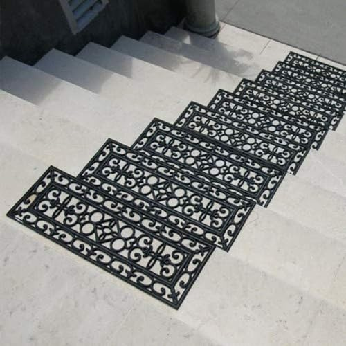 uyoyous Lot de 5 tapis d'escalier en caoutchouc forgé antidérapant pour escalier intérieur ou extérieur 75 x 25 cm