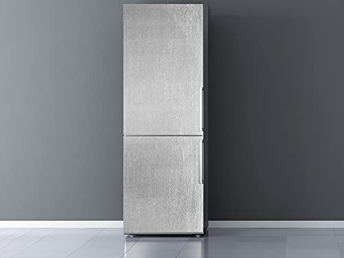 Oedim Vinile per frigorifero laminato argento, adesivo decorativo per frigorifero, decorazione per cucina, adesivo frigo