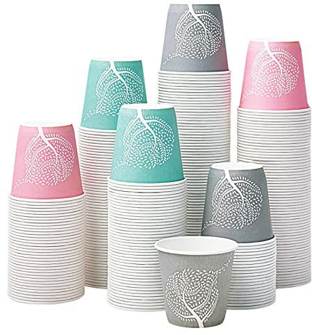 LITOPAK 300 Pack 3 oz Paper Cups, Colorful Disposable Mouthwash Cups 3 oz