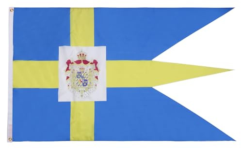 AZ FLAG Bandiera reale della Svezia 90x60 cm Poliestere 100D 2 Occhielli | Uso interno ed esterno bandiera decorativa svedese con stemma Konungariket Sverige doppie cuciture e bordi rinforzati