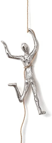 Moritz Skulptur Aluminium Figur Kletterer | 30 x 14 x 5 cm | Bergsteiger | Klettern Deko | Fensterdeko | Fenster Figur | Wandschmuck | Abseilen
