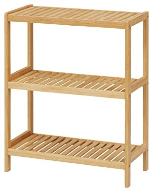 Elepude Bamboo Bathroom Shelf, Stand Utility Storage Shelf Multifunctional Bathroom Kitchen Living Room Holder Plant Flower Stand (3-Tier)