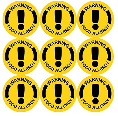 144 Warning Food Allergy - 30mm - Glossy Food Label Stickers