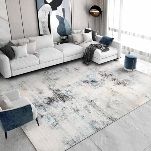 Cinknots Teppich Wohnzimmer Moderne Abstrakte Muster, Teppich Schlafzimmer Europäischer Stil Rutschfester Kurzflor, Weiche Teppiche Passend für Kinderzimmer & Esszimmer(Grau 9,160 x 200 cm)