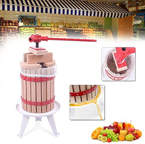 HENGMEI Presse-fruits, manuel, 6 l, en chêne, avec poignées et chiffon de pressage, en chêne, pour le maïs, le vin, etc