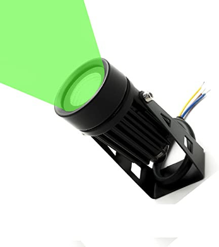 Partenopea® Proiettore Led Cob da esterno faretto orientabile fissaggio a parete luce per giardino, cespugli, statue, fontane, mura IP65 (Nero luce verde, 3.5w)