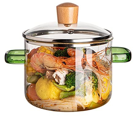 Reuvv Pots de Cuisson en Verre Transparent Pot en Verre amélioré Plus épais et Plus Lourd pour la Cuisson de la Farine d'avoine Ramen et d'autres Plats