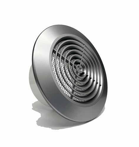AirTech-UK Internal Ventilation Round Satin Silver Grille 100mm / Dia 4 - Easy Disassembly, Insect Screen, Nylon Mesh - Ceiling Grille for Neat Ventilation System Termination