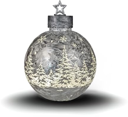 formano Dekorativ kula, silver – frosty, 29 cm med LED-ljus timer, upplyst glasboll – juldekoration bord, hylla, dekorativ kula 6 h/18 h timer, julkula för att ställa