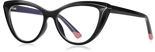 kachawoo Occhiali di blocco della luce blu per le donne Cat Eye occhiali montatura TR90 montatura occhiali moda, Nero con trasparente, L