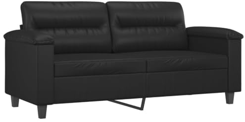 vidaXL Sofa 2-Sitzer, Loungesofa Couch mit Armlehnen Rückenkissen, Wohnzimmersofa Designsofa Metallgestell, Sitzmöbel Zweisitzer, Schwarz Kunstleder