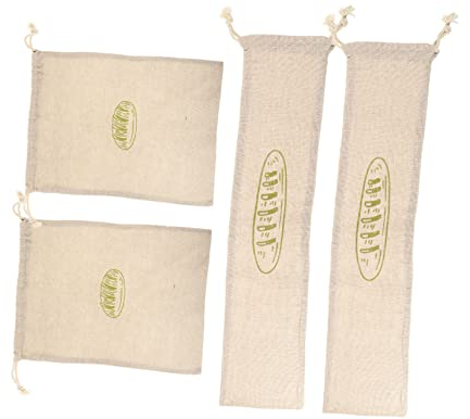 MAGICLULU 4 Pack Flax Bread Storage Pouches Bread Bags for Homemade Bread Storage Reusable Bread Containers