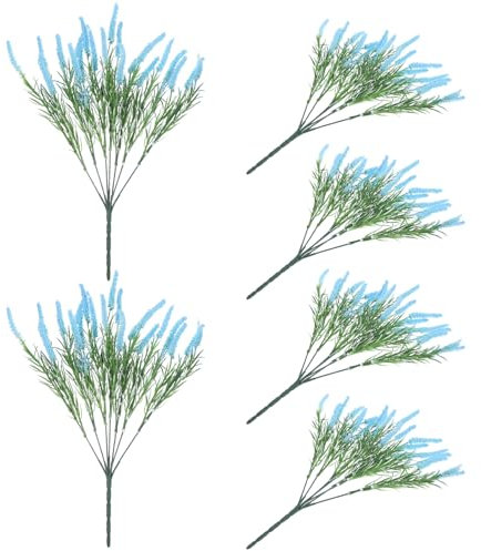 TOPBATHY 6st Künstlicher Lavendel Kunstpflanzen Gefälschte Sträucher Büsche Pflanzen Wilde Blumensträuße Seide Gefälschte Outdoor-Pflanzen Kunstlaubpflanzen Haushalt Pflanze Plastik