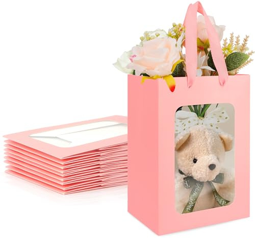 Geschenktüte,Papiertüten,Kleine Geschenktüten,Geschenktüte Geburtstag,Papier Geschenktüten,Kleine Papiertüten Mit Henkel,Papiertüten Geschenk,Gift Wrap Bags,Rosa Party Favour Papiertüten 10 Stück