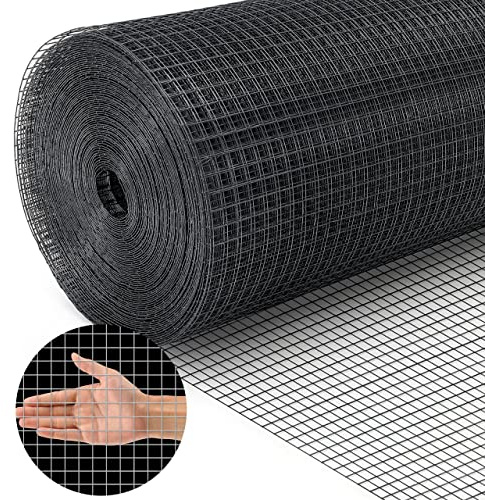 Land Guard Hardware Cloth 1/2 inch 48inx100.1ft PVC Vinyl Coated 19 Gauge Square Chicken Wire Fence Mesh Roll Raised Garden Bed Plant Supports Poultry Netting Cage Snake Fence…