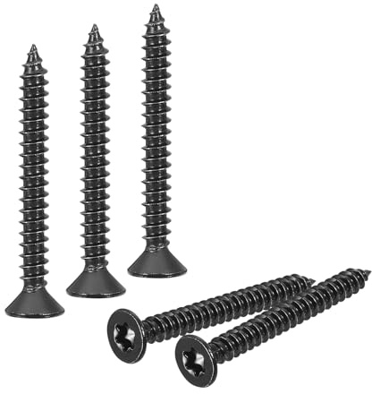 QUARKZMAN 40 Stück Flachkopf Torx Schrauben, M4 x 35mm Torx Holzschrauben 304 Edelstahl Senkkopfschrauben Selbstschneidende für T20 Bit für Holz, Zaun, Terrassendielen (Schwarz)