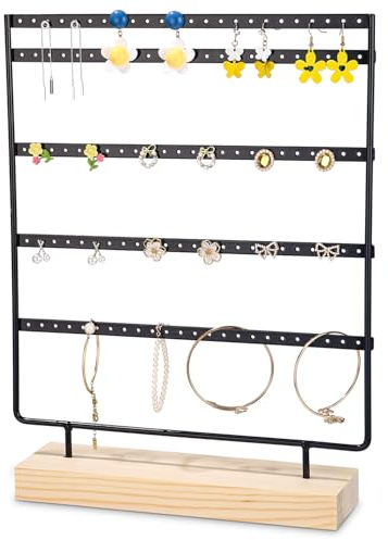 LEAZZLE Schmuckständer Ohrringhalter, Ohrringständer mit Holzsockel für Ohrringe, Ohrringe Aufbewahrung Geeignet für die Aufbewahrung von Ohrringen, Ohrsteckern und Anderem Schmuck