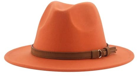 FULUJIDI Fedora Trilby Filzhut Hut Fedora Hüte Für Frauen Männer Breite Krempe Solide Frauen Hüte Band Gürtel Klassische Formale Kleider Hüte